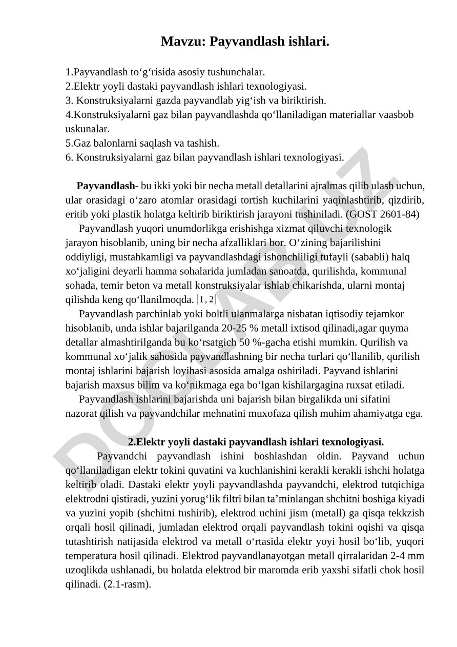 Payvandlash ishlari
