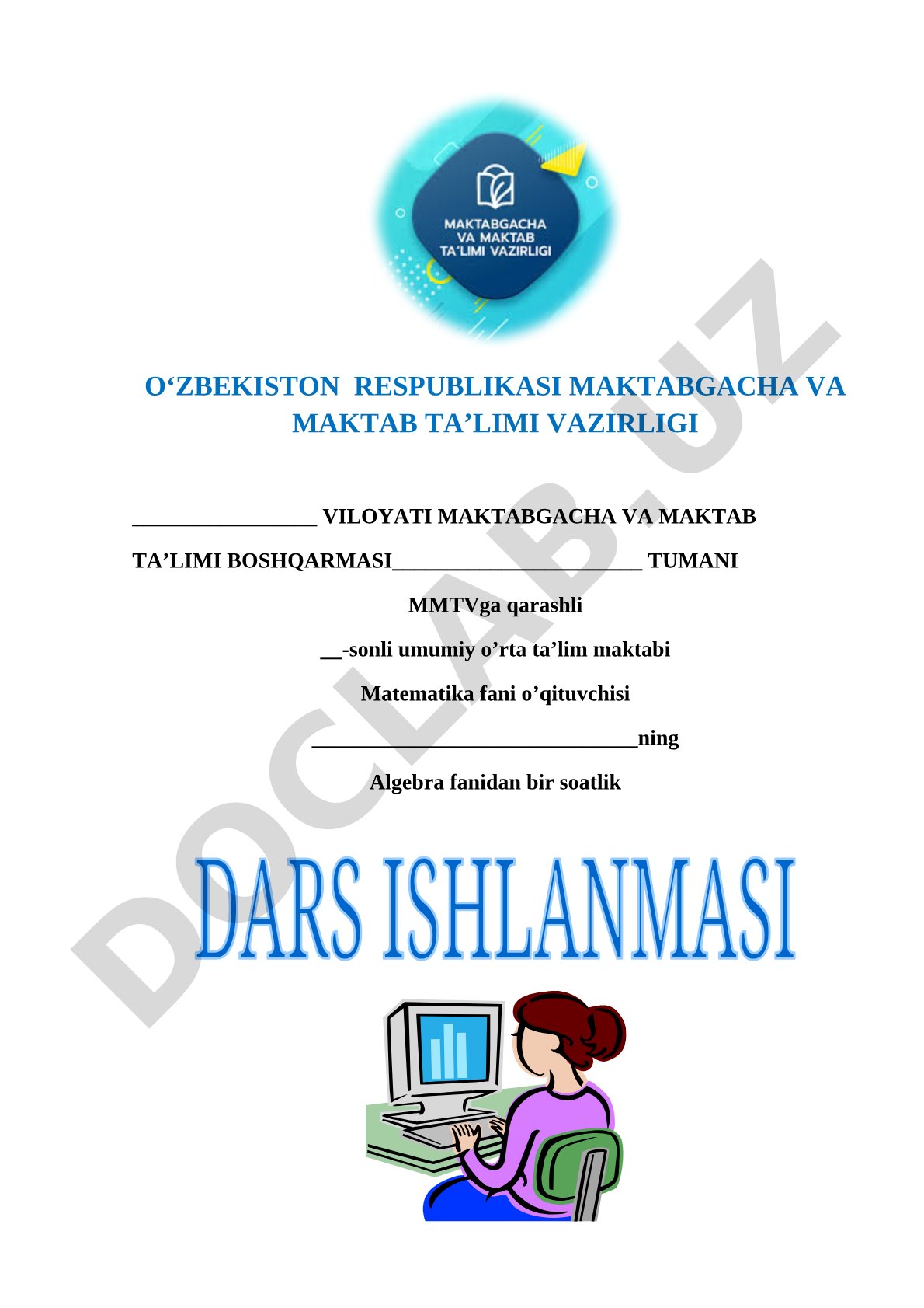 Algebra fanidan dars ishlanmasi