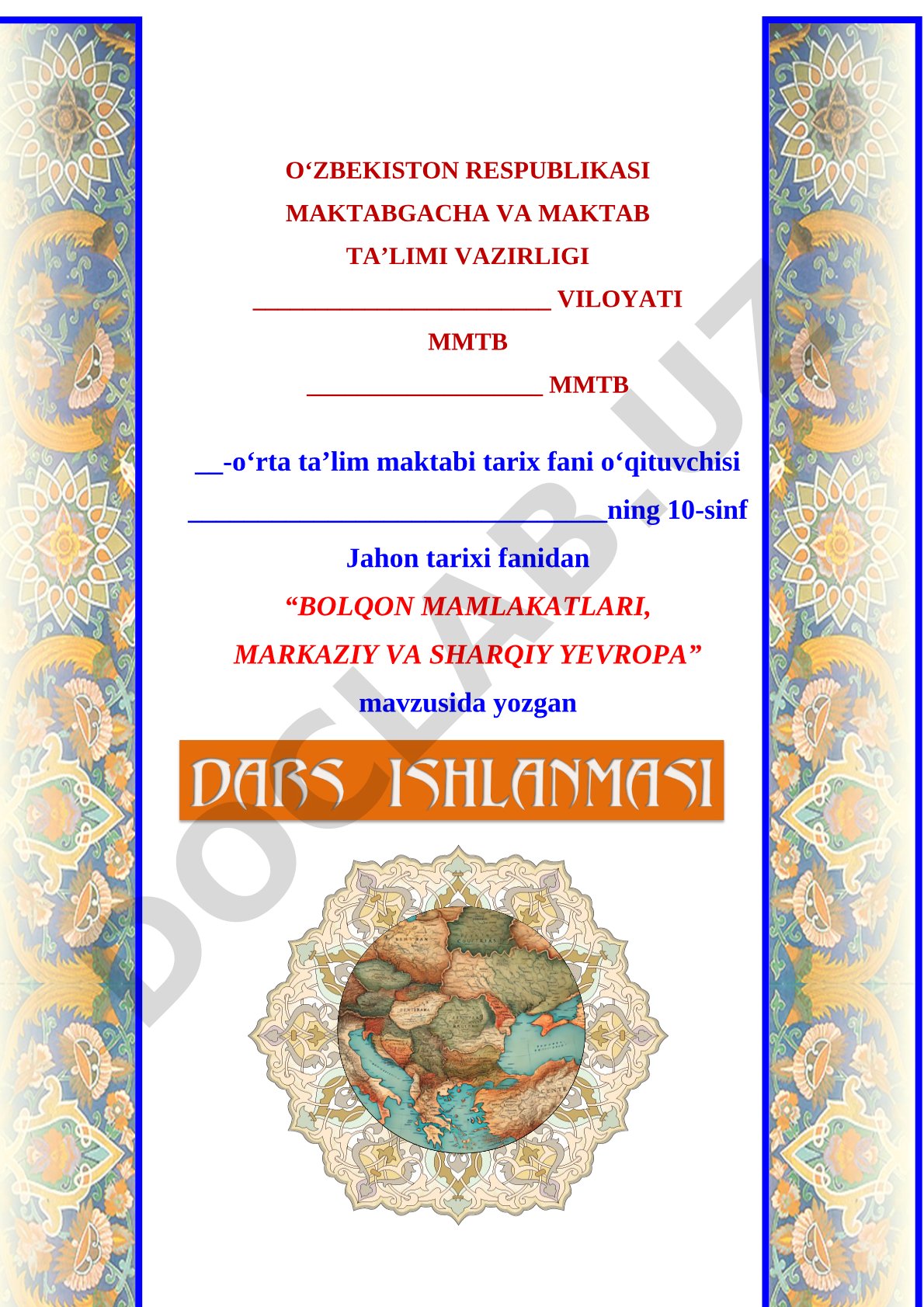 Jahon tarixi dars ishlanmasi