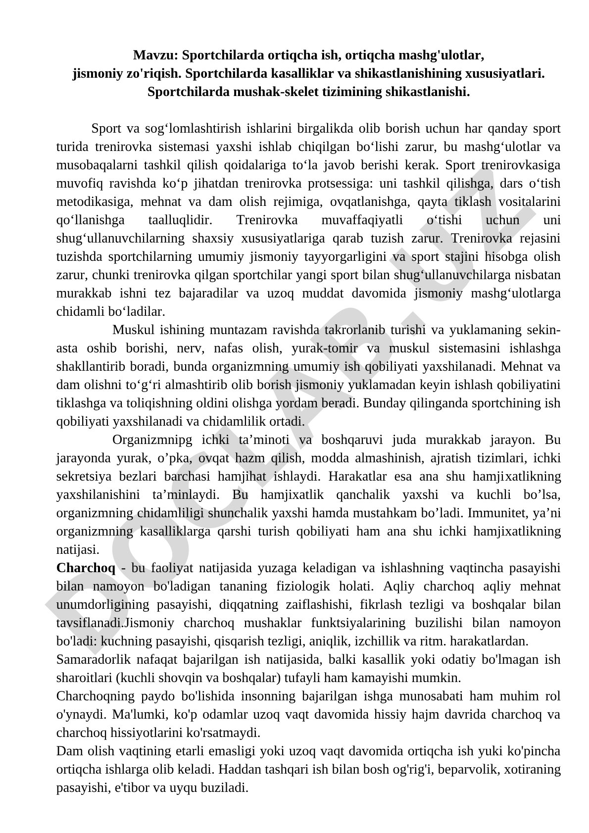 Sportchilarda jismoniy zo'riqish maqolasi