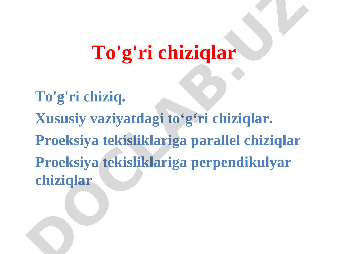 To'g'ri chiziqlar taqdimoti