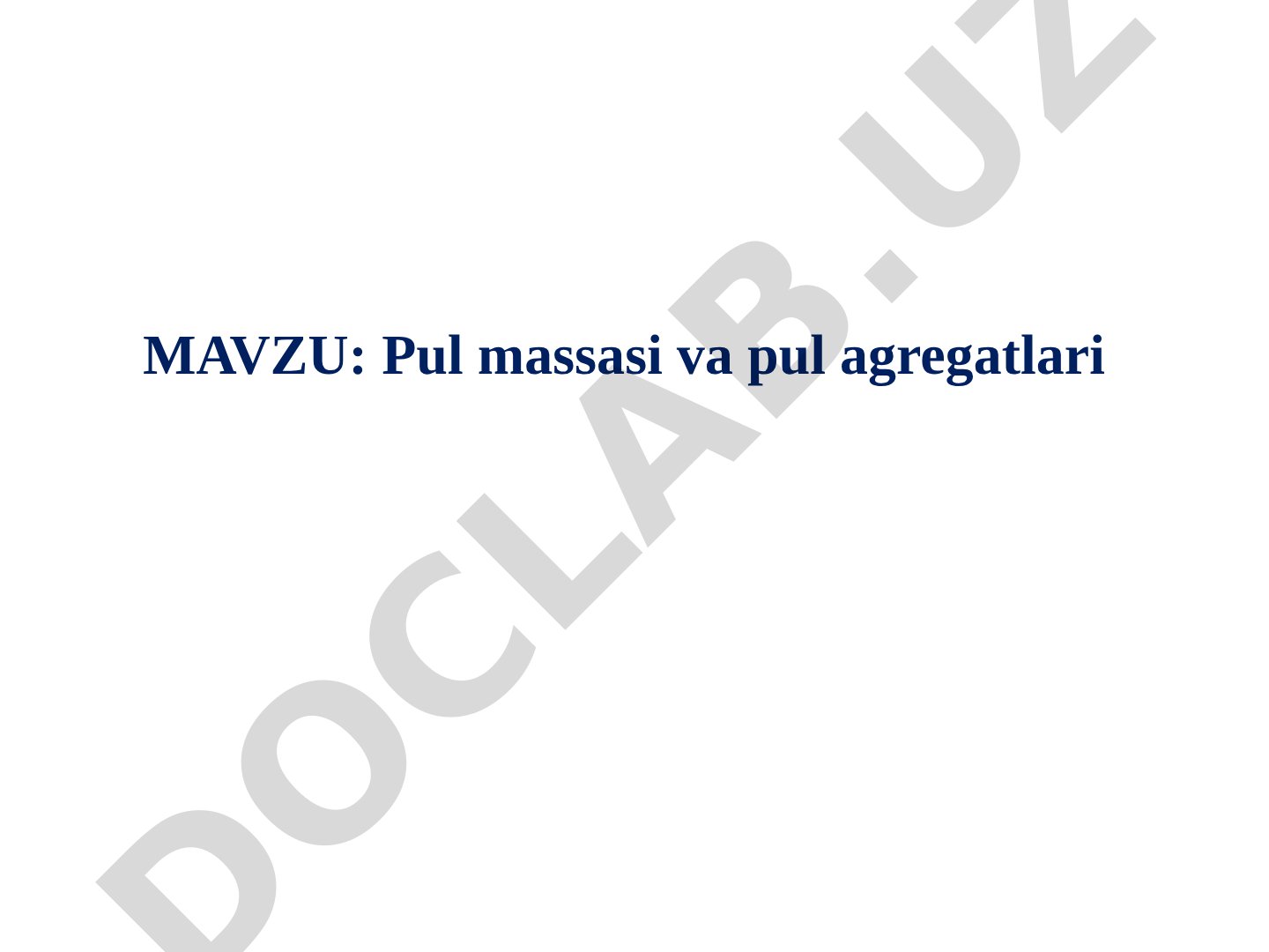Pul massasi va pul agregatlari