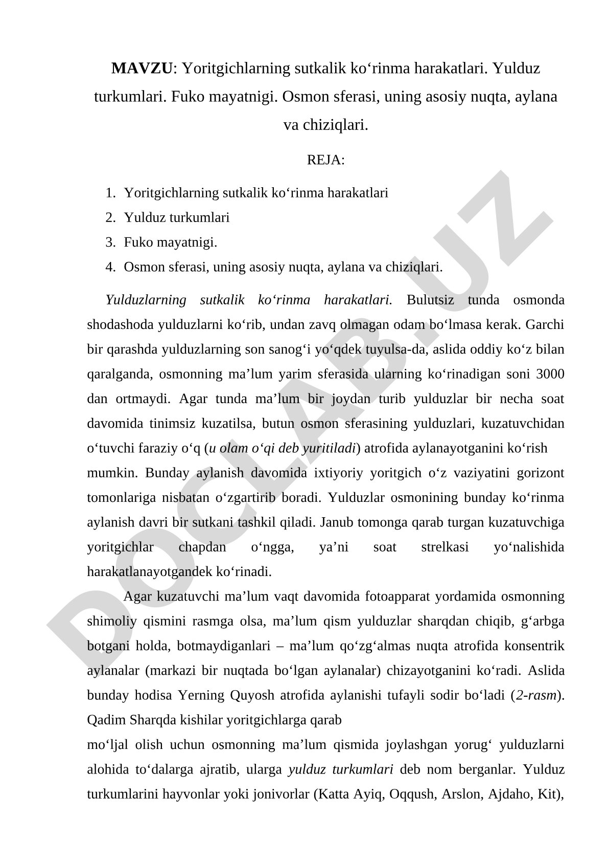 Astronomiya kurs ishi