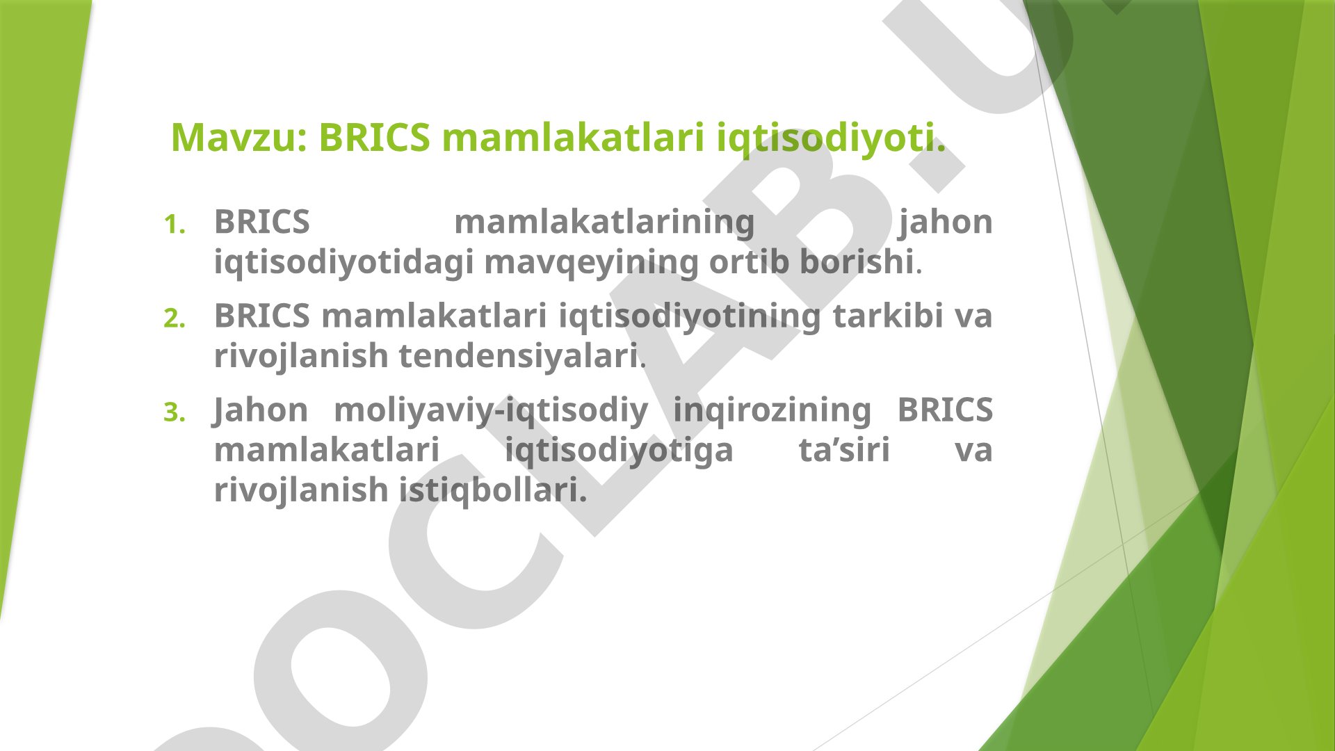 BRICS iqtisodiyoti taqdimoti