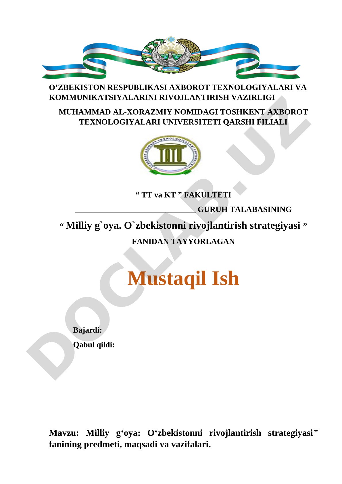 Mustaqil ish hujjati DOCX