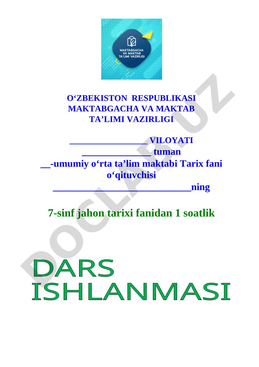 Jahon tarixi dars ishlanmasi