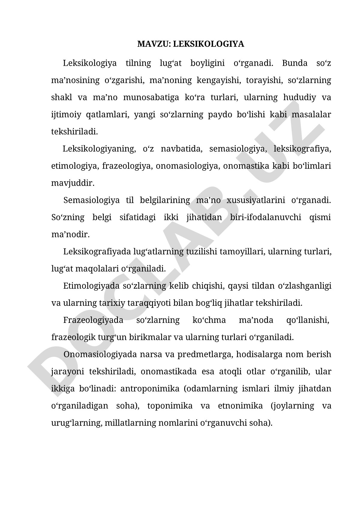 Leksikologiya