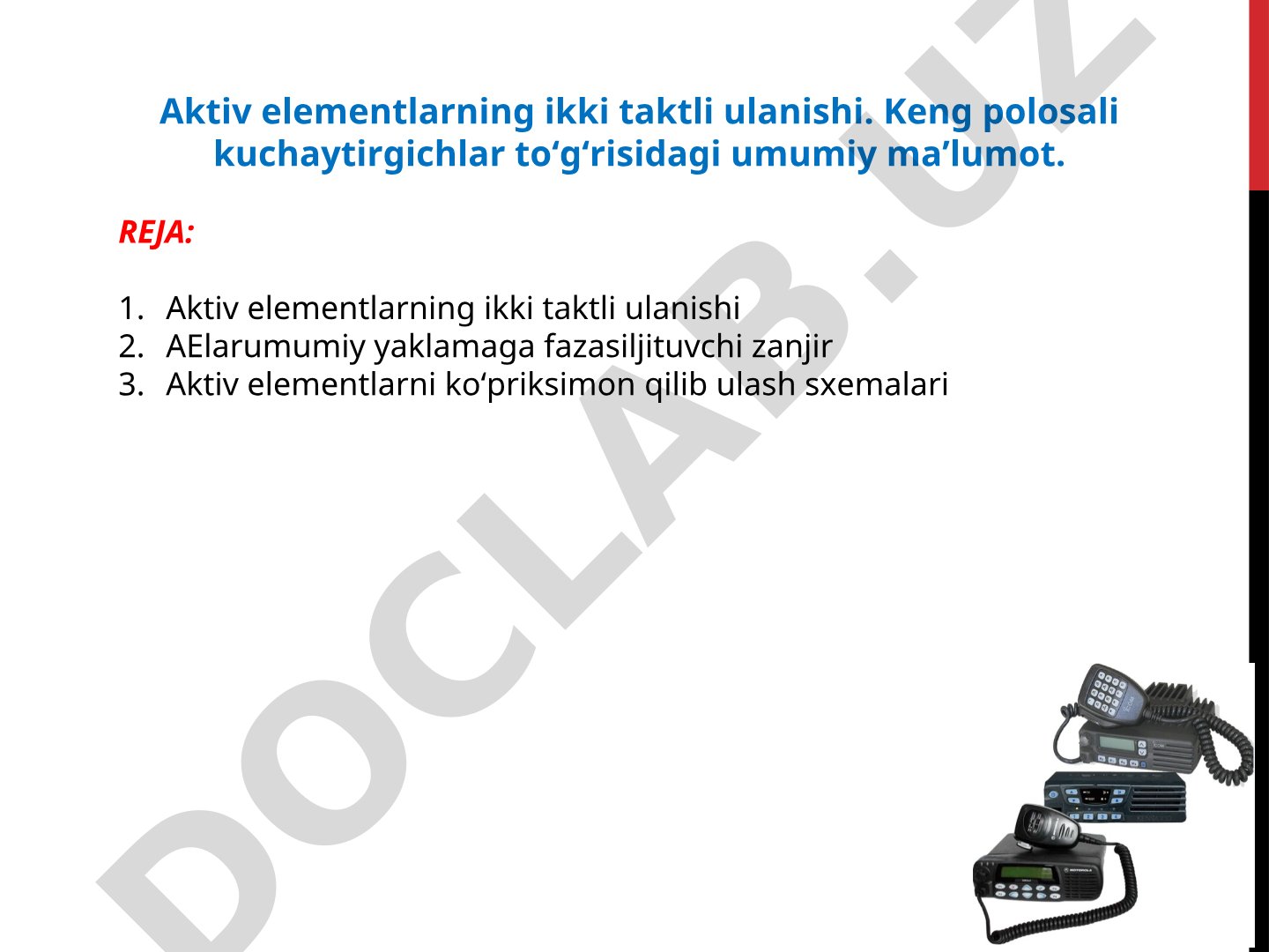 Aktiv elementlarning ikki taktli ulanishi va keng polosali kuchaytirgichlar