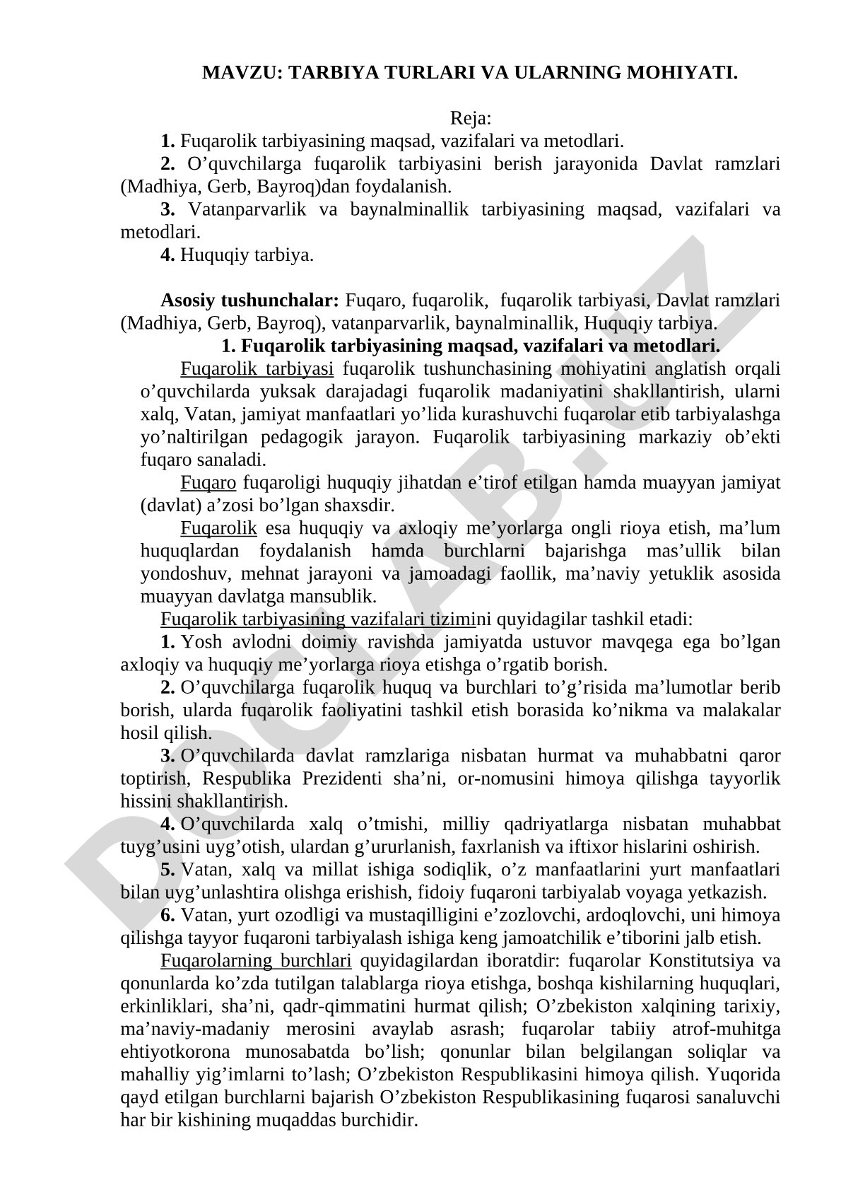 Tarbiya turlari va ularning mohiyati