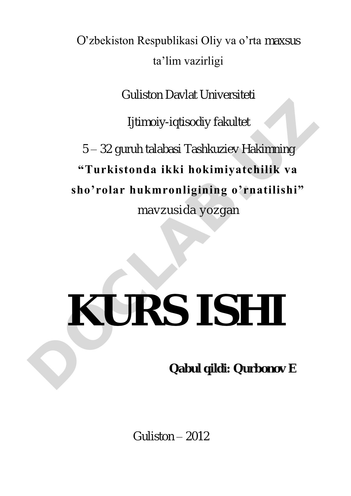 Turkistonda ikki hokimiyatchilik va sho'rolar hukmronligining o'rnatilishi