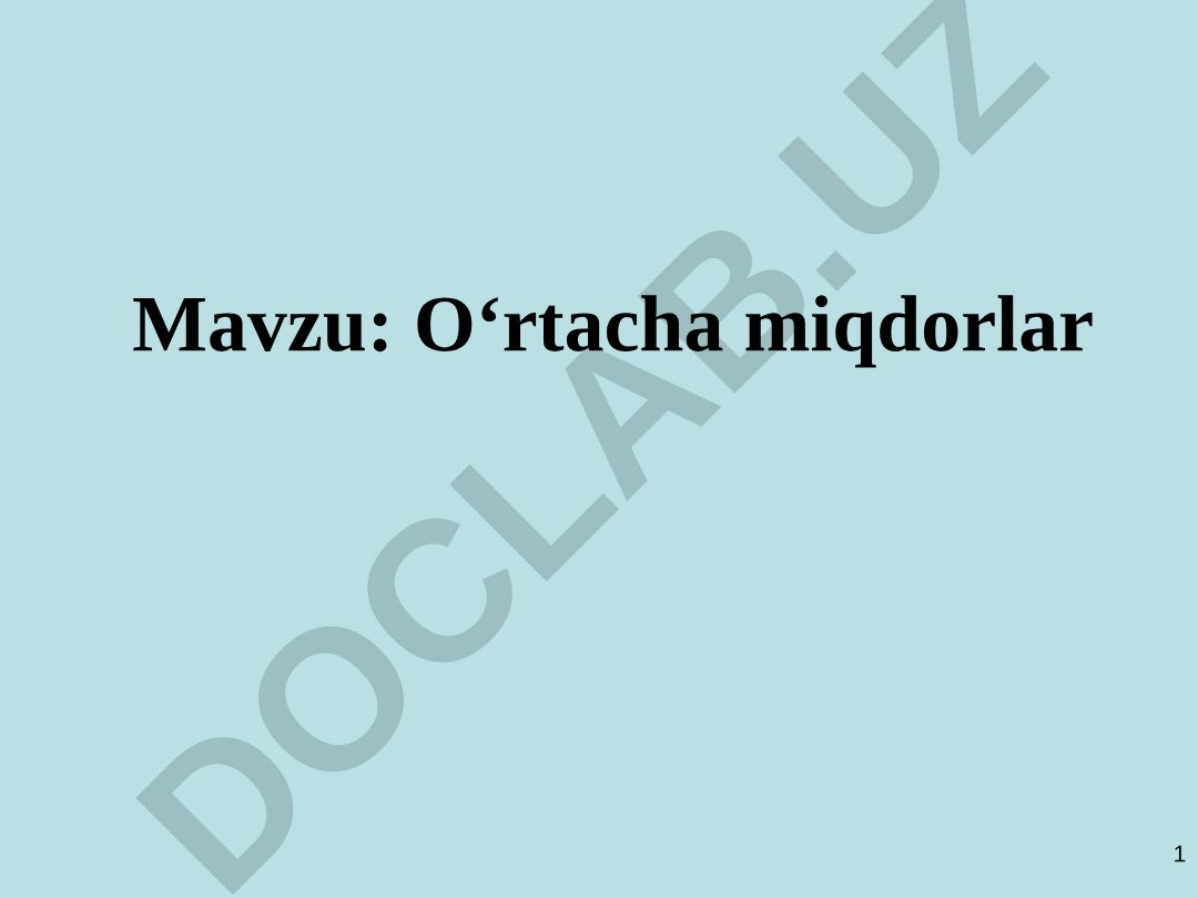 O‘rtacha miqdorlar