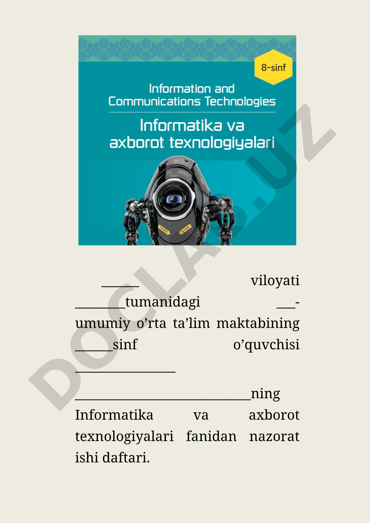 Informatika nazorat ishi daftari