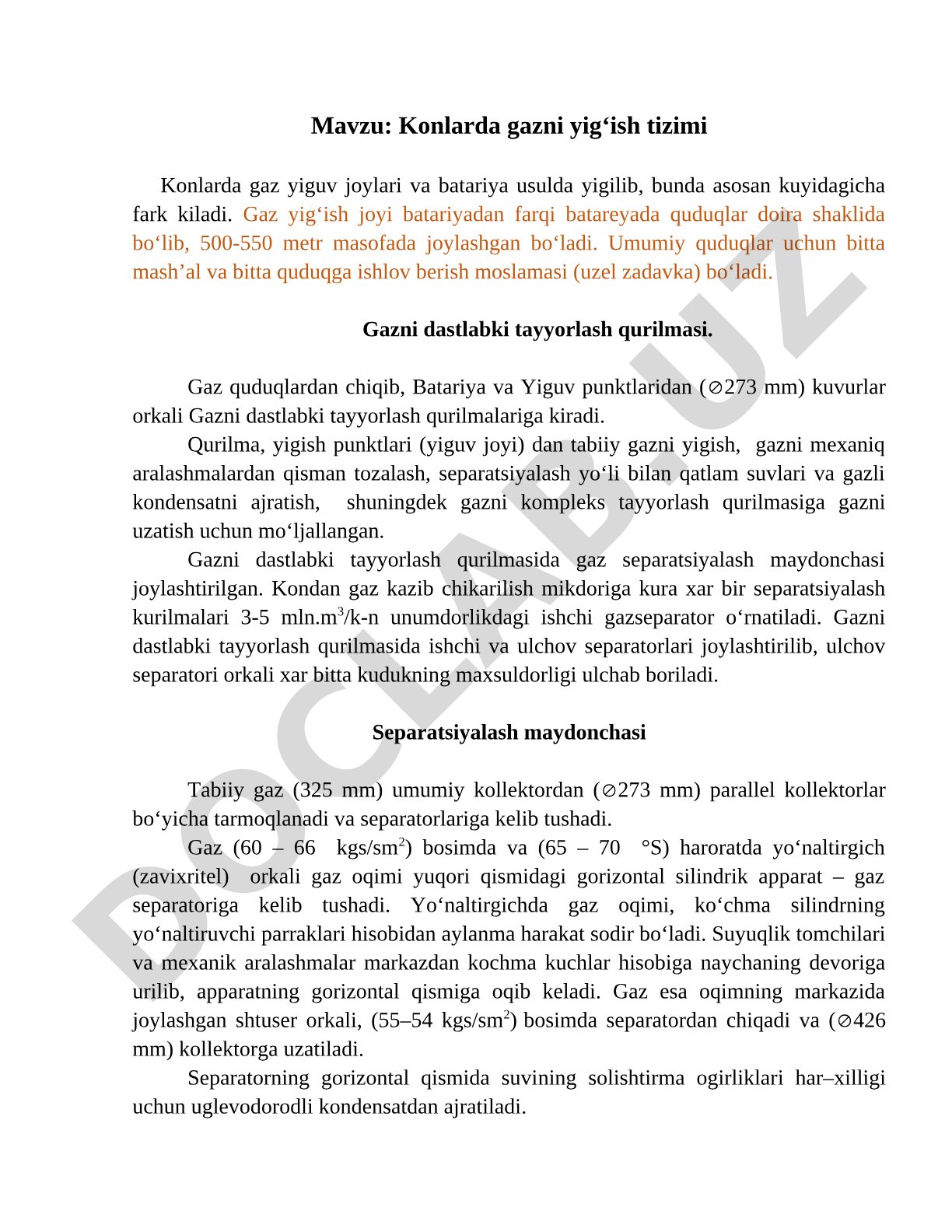 Konlarda gaz yig'ish tizimi kurs ishi