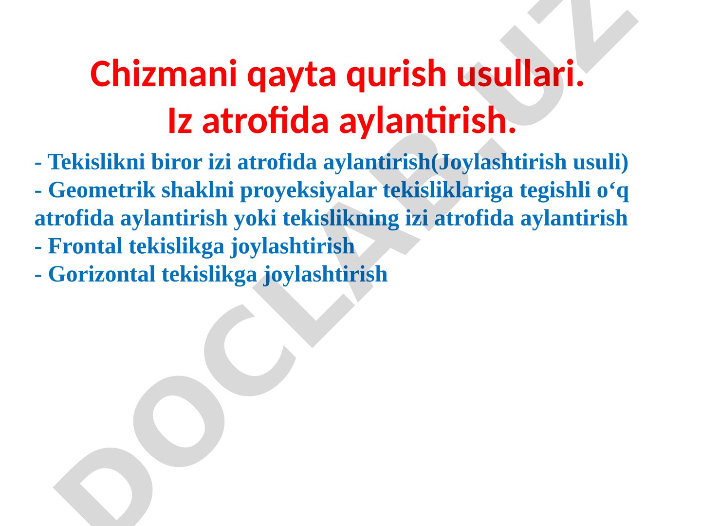 Chizmani qayta qurish usullari taqdimoti