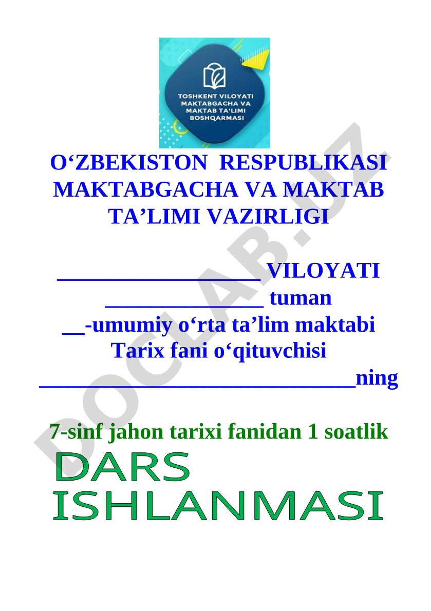 Jahon tarixi dars ishlanmasi