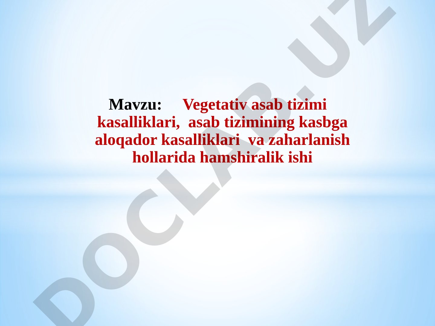 Vegetativ asab tizimi taqdimoti