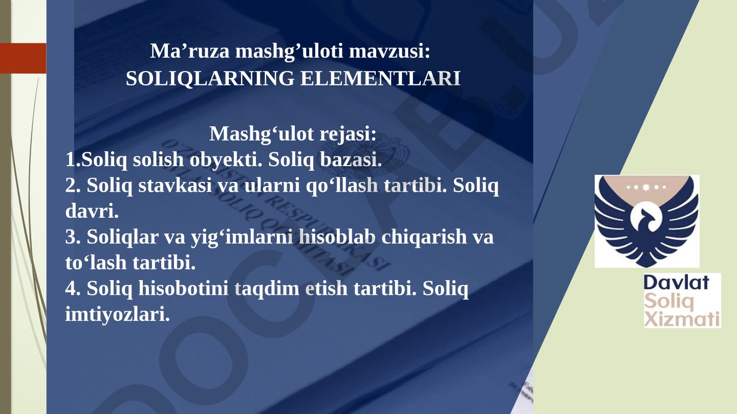 Soliqlarning elementlari