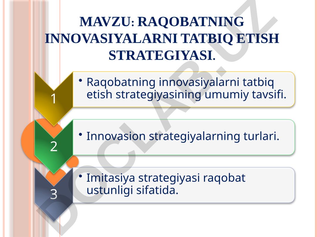 Raqobatning innovasiyalarni tatbiq etish strategiyasi