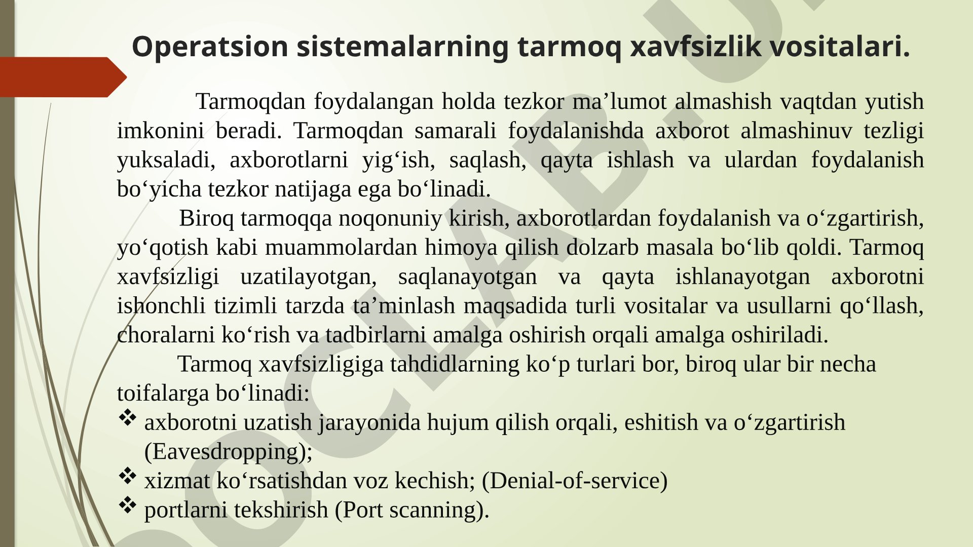 Tarmoq xavfsizligi taqdimoti