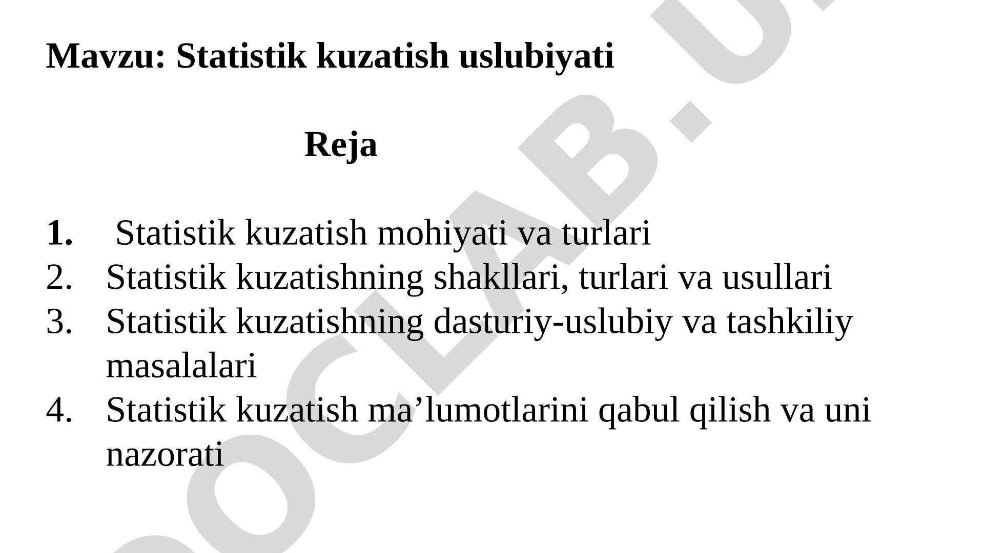 Statistik kuzatish uslubiyati taqdimoti