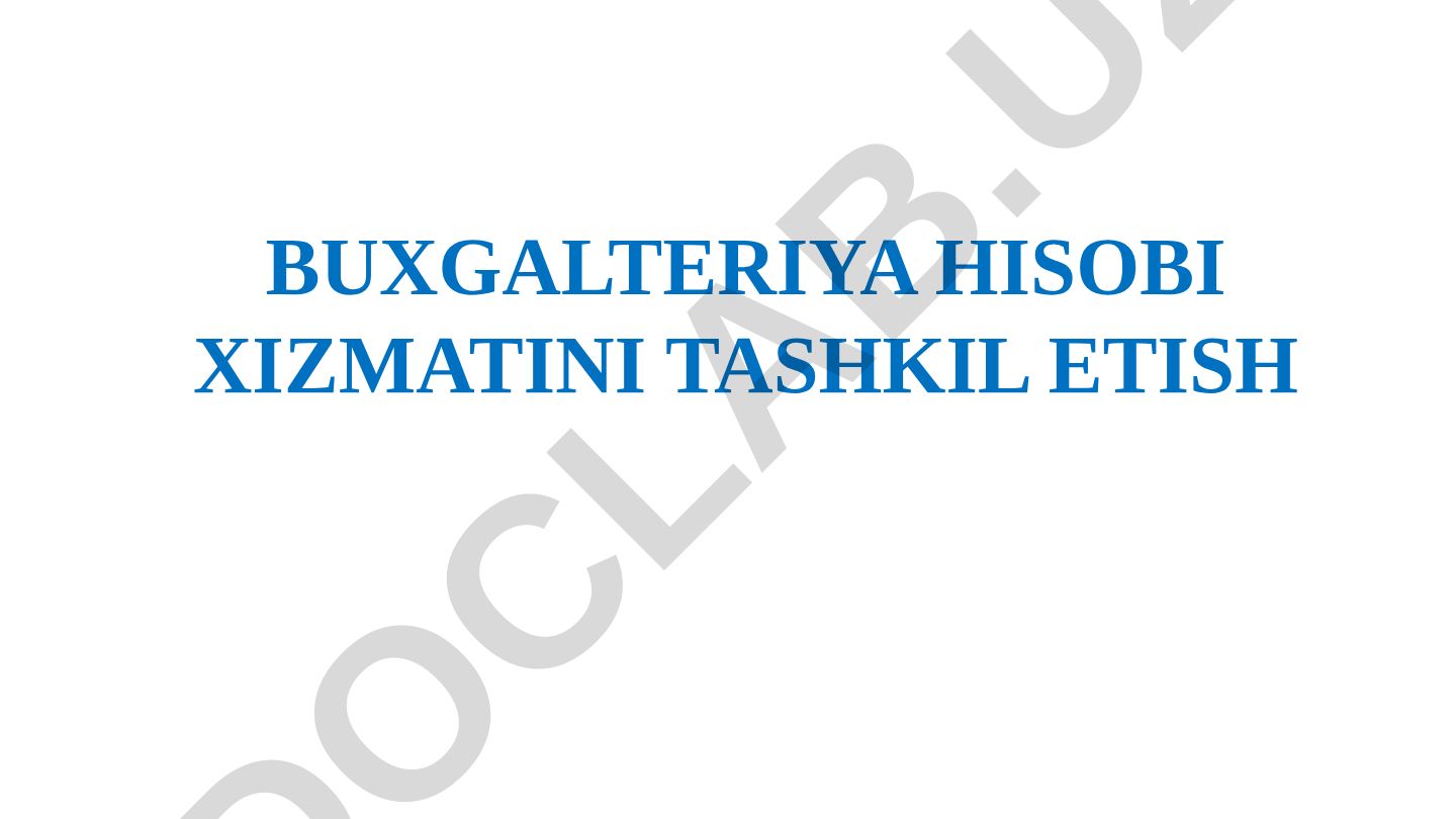 Buxgalteriya hisobi xizmatini tashkil etish reja