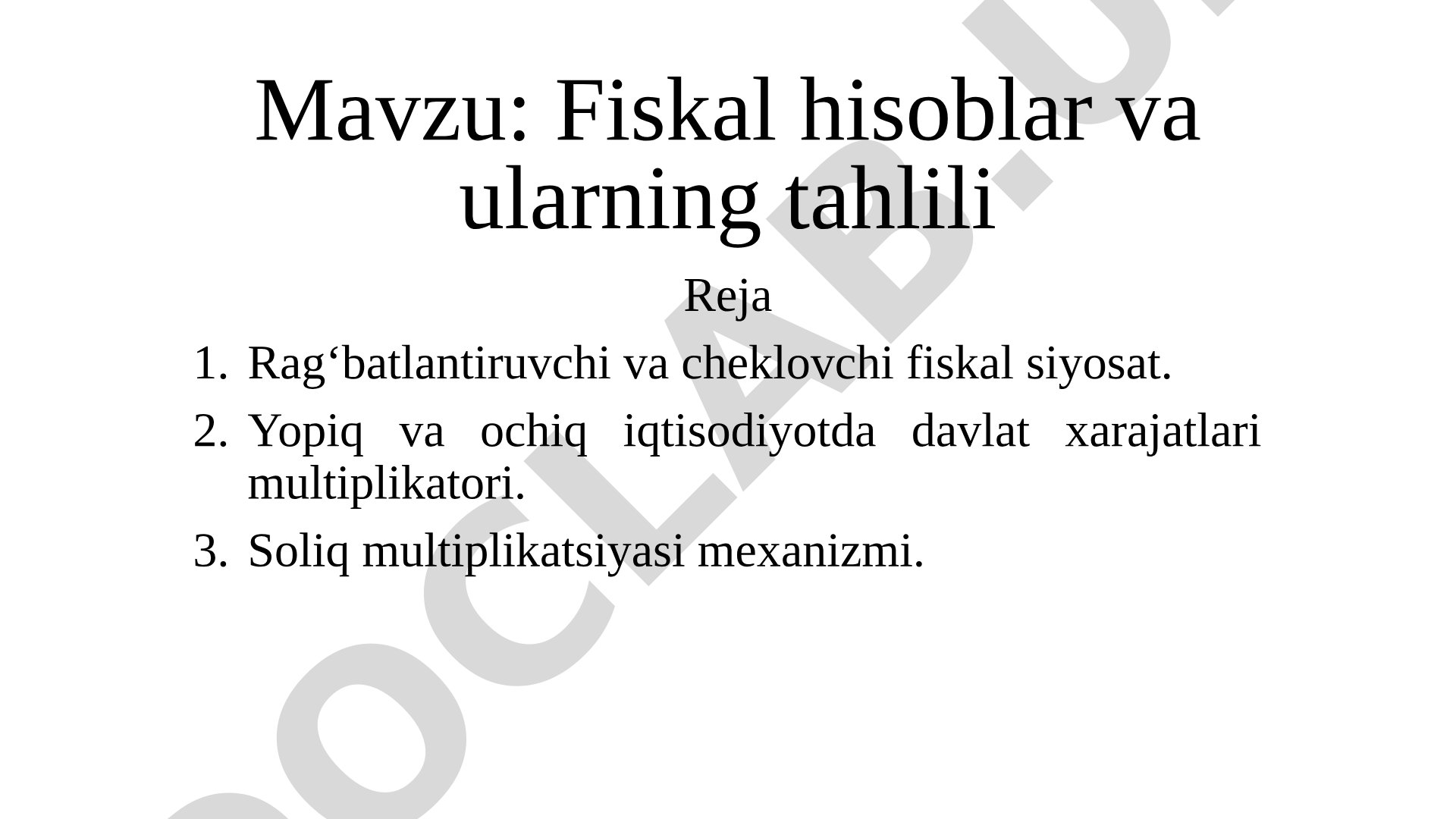 Fiskal hisoblar tahlili taqdimoti