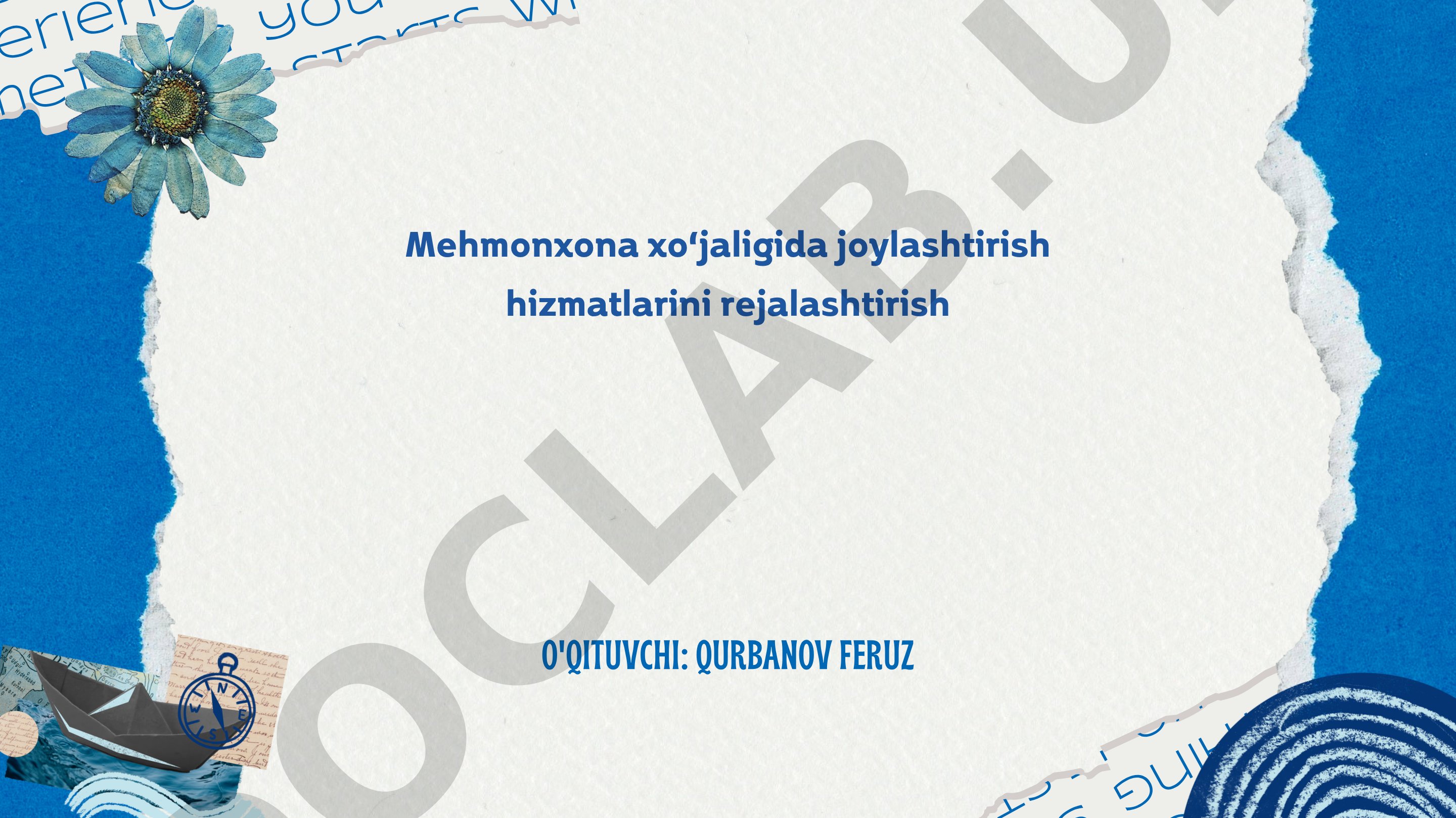 Mehmonxona joylashtirish rejalashtirish hujjati