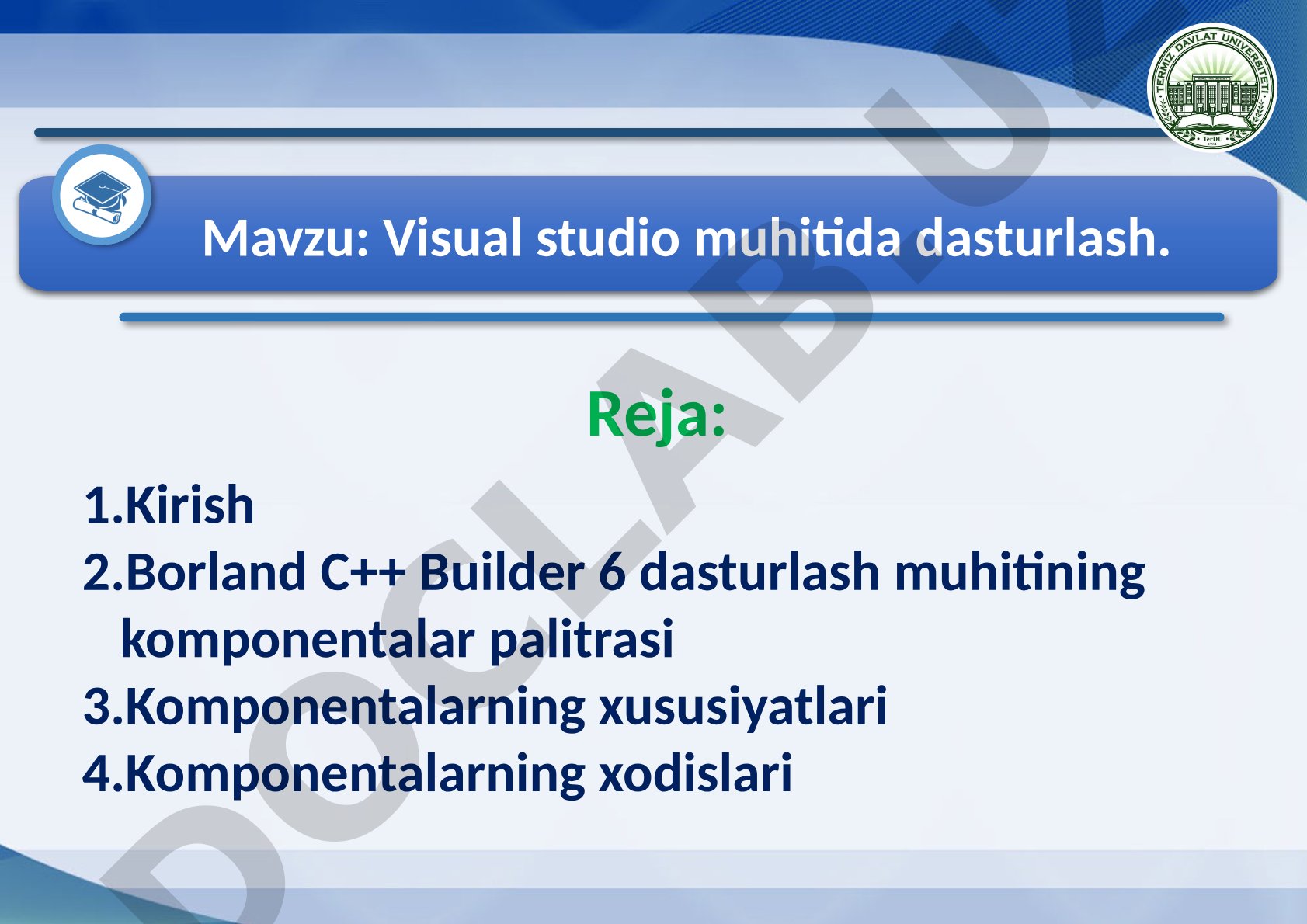 Visual Studio dasturlash muhiti taqdimoti