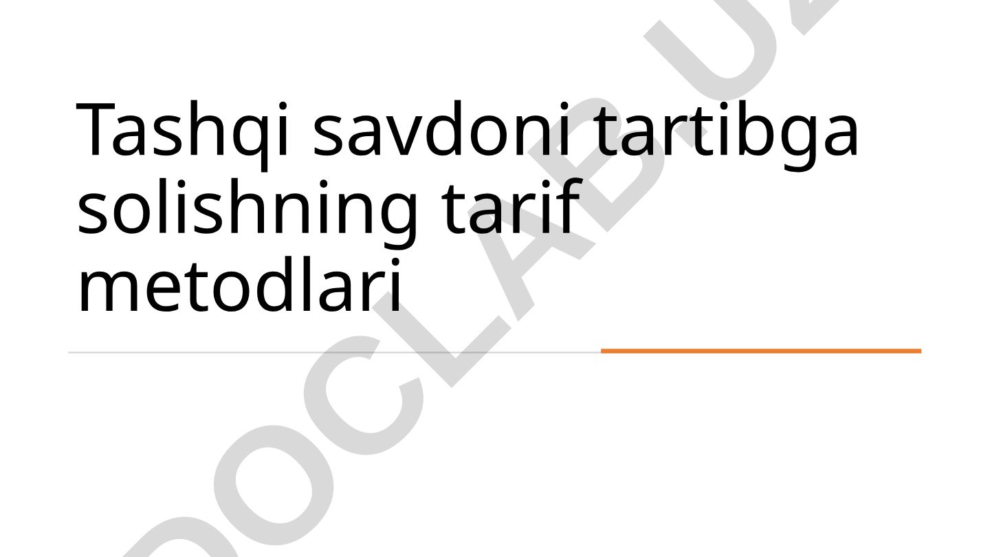 Tashqi savdoni tartibga solishning tarif metodlari