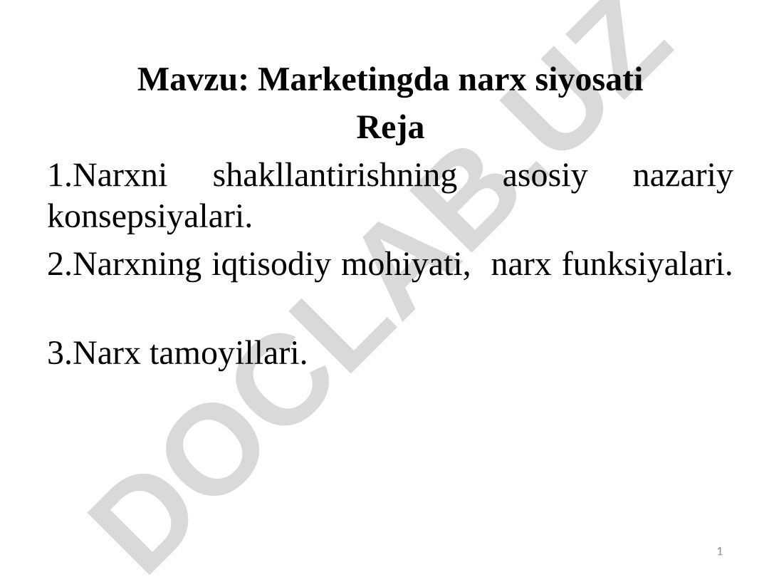 Marketingda narx siyosati