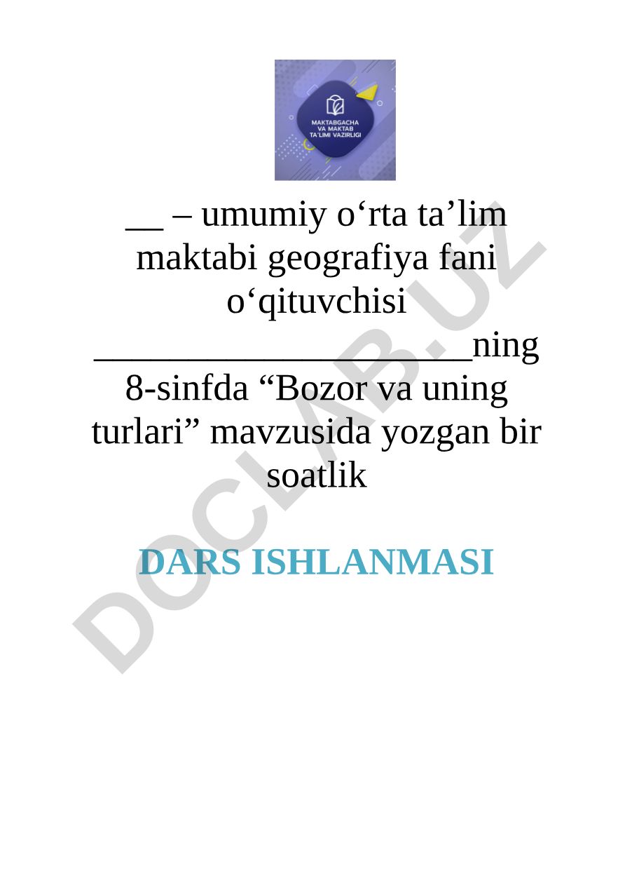 Bozor va uning turlari