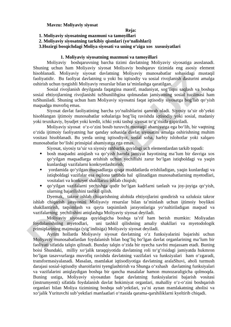 Moliyaviy siyosat
