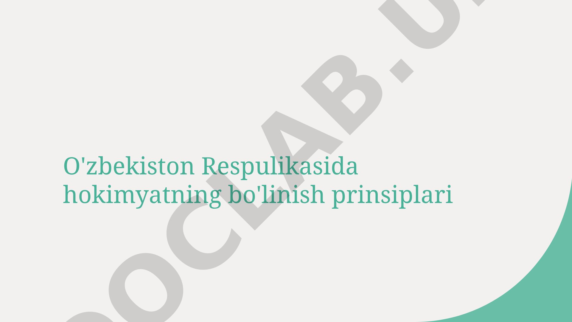 O'zbekiston hokimiyat bo'linishi taqdimoti