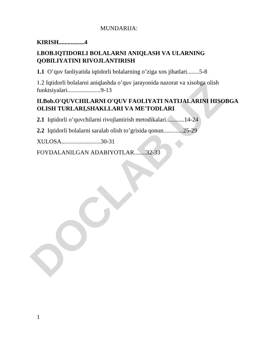 Iqtidorli bolalarni aniqlash va ularning qobiliyatini rivojlantirish