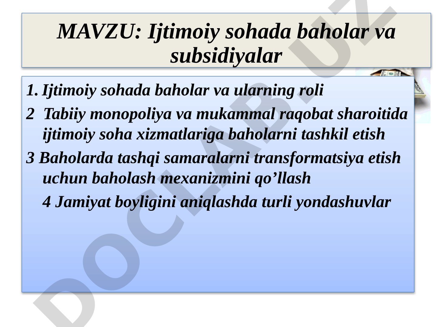 Ijtimoiy soha baholari taqdimoti