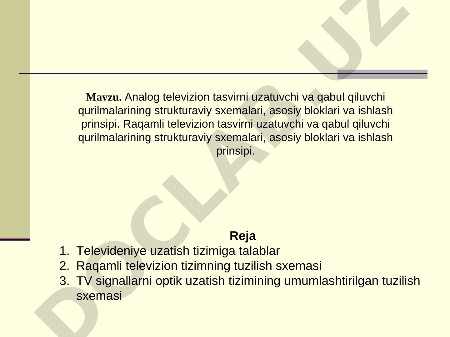 Analog va raqamli televizion tizimlar: tuzilishi, ishlash prinsipi va talablar