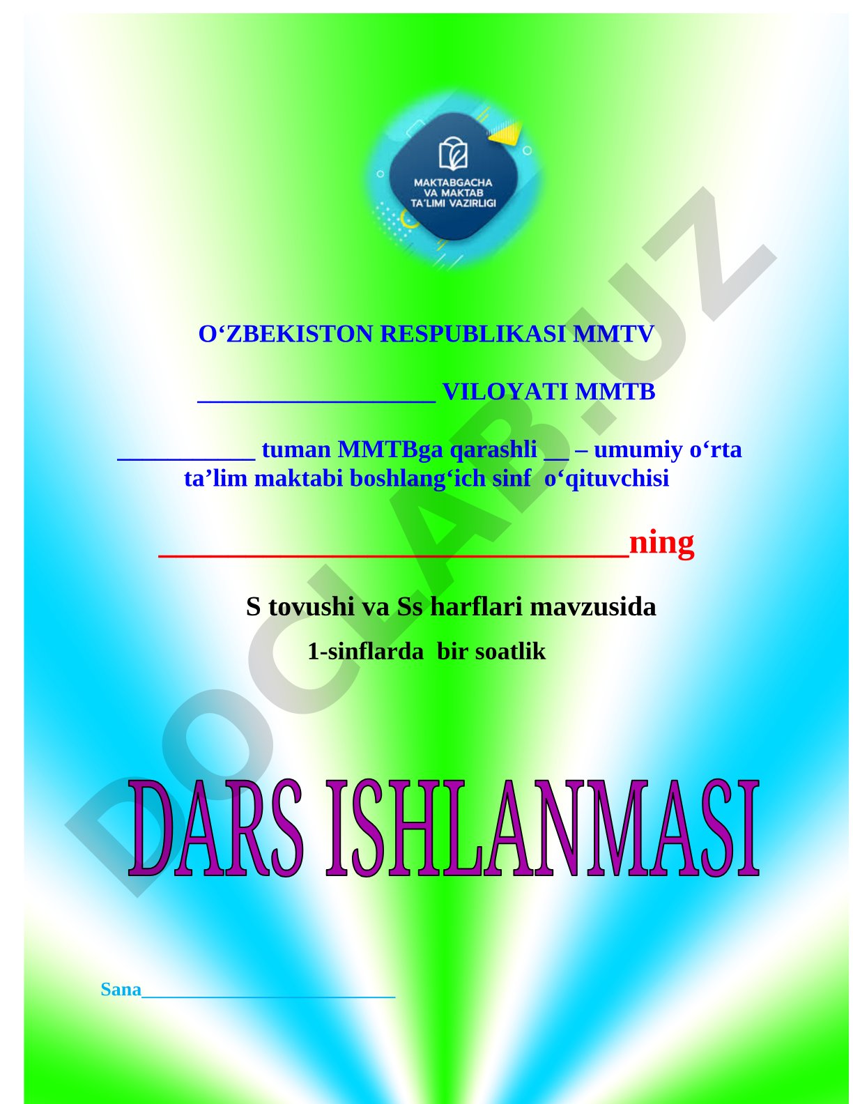 Boshlang'ich sinf dars ishlanmasi