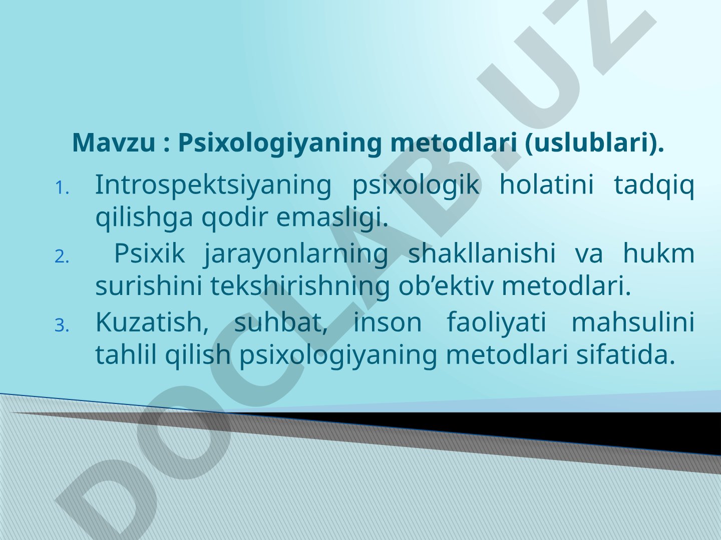 Psixologiya metodlari taqdimoti
