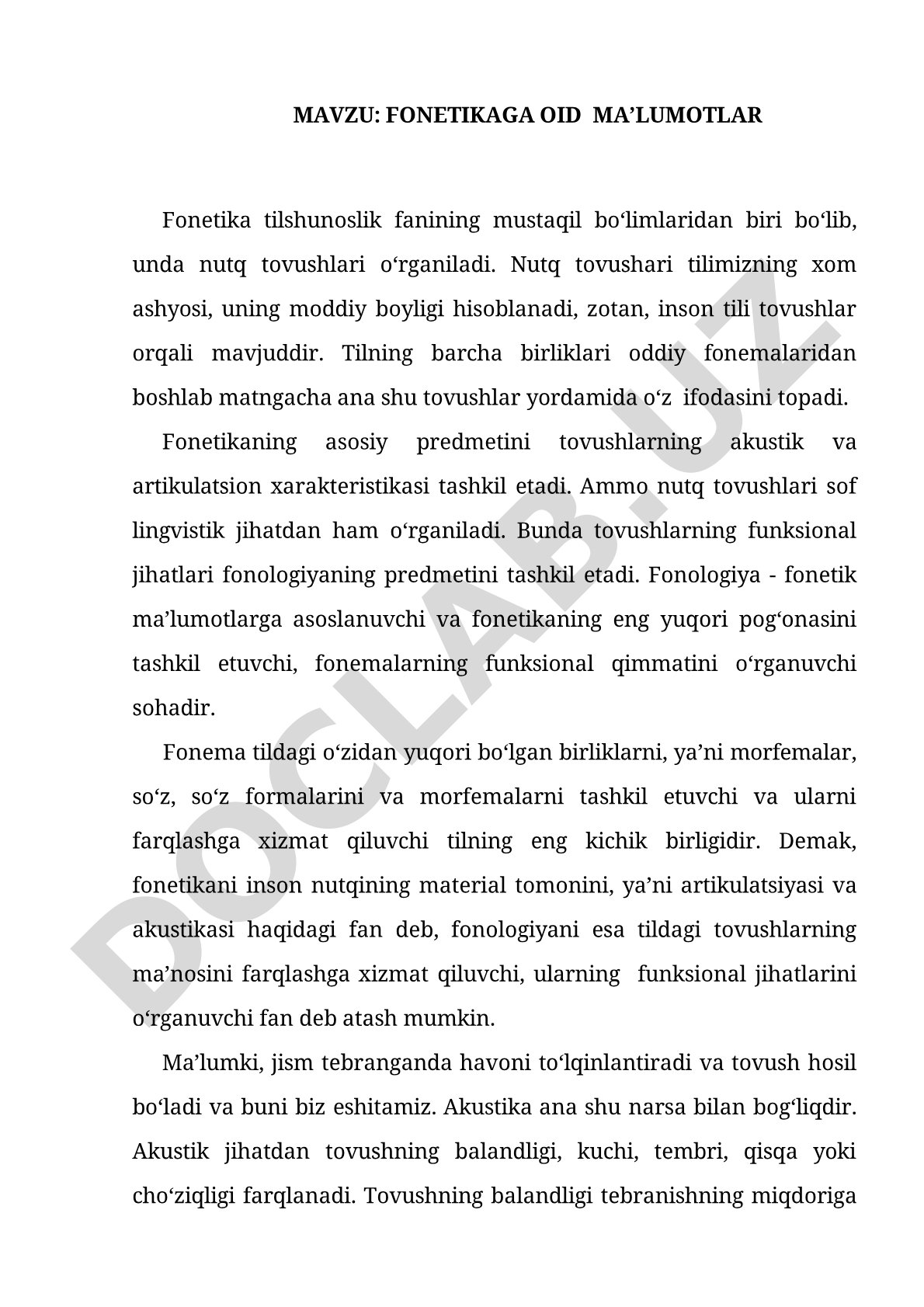 Fonetika va fonologiya haqida ma'lumotlar
