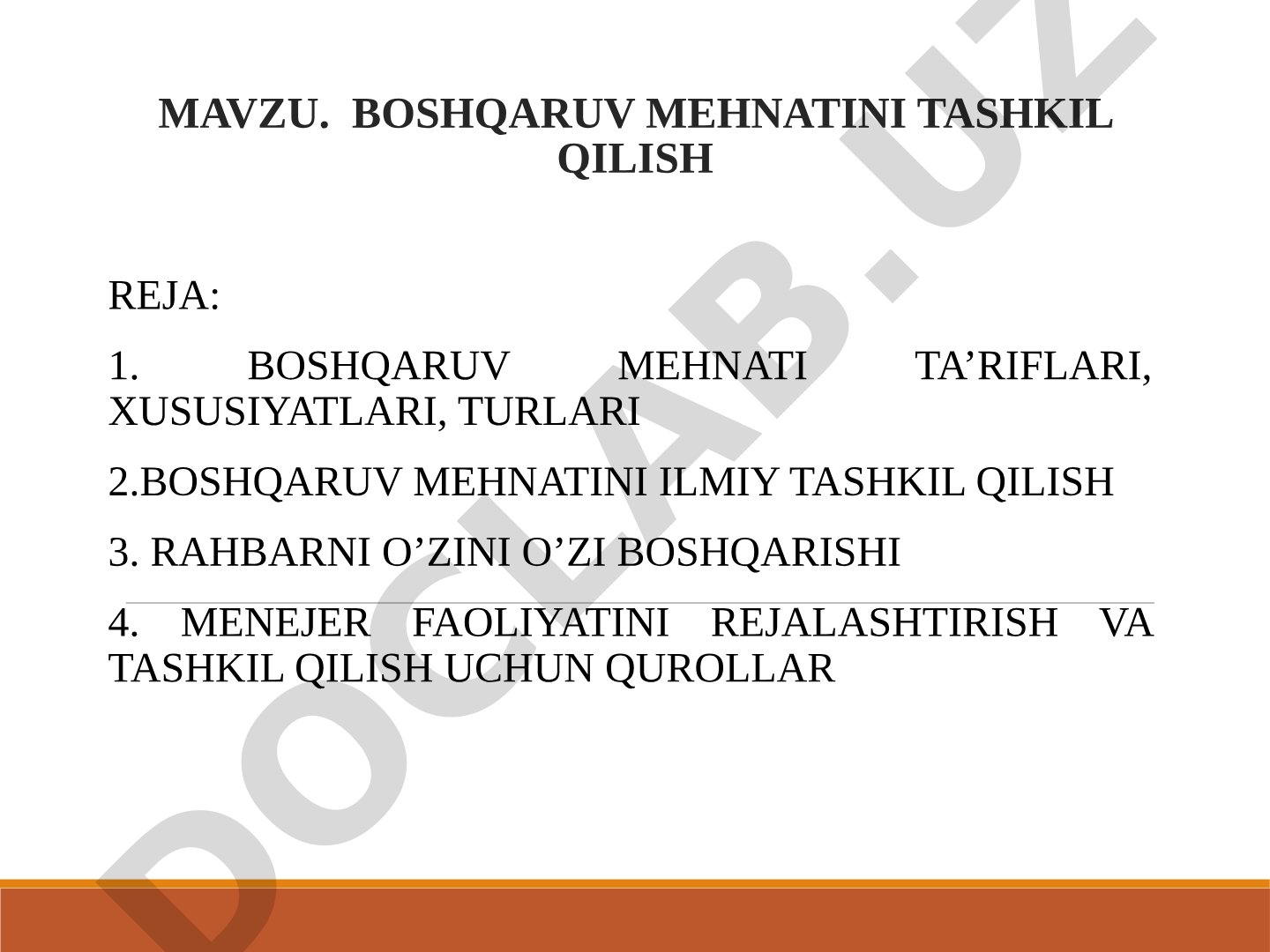 Boshqaruv mehnatini tashkil qilish