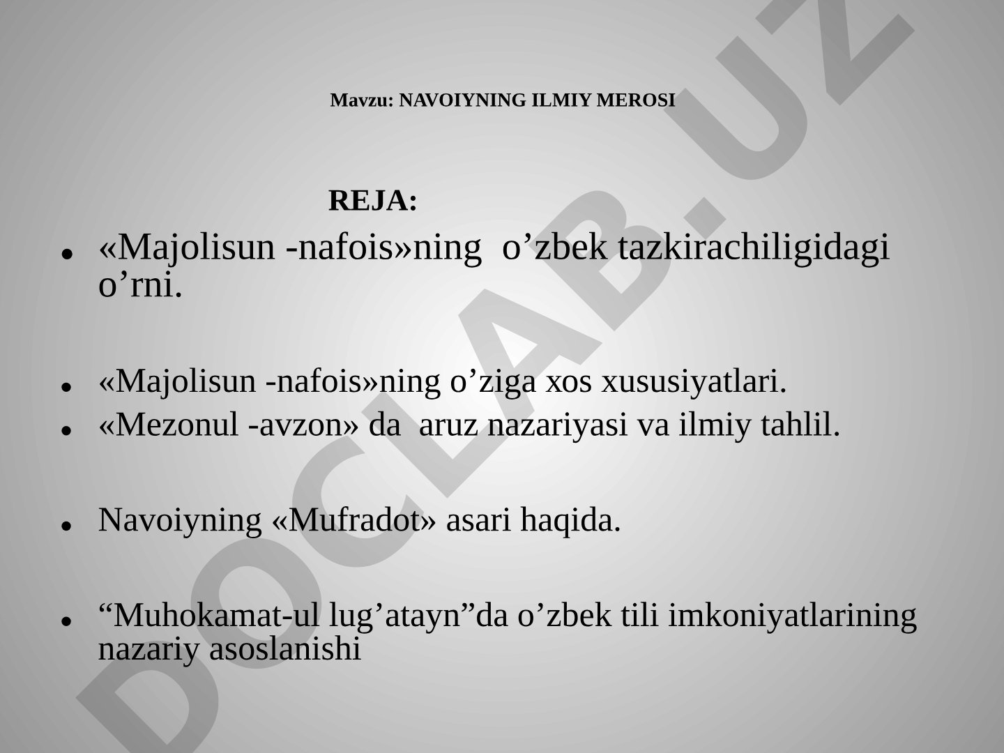 Navoiy ilmiy merosi taqdimoti
