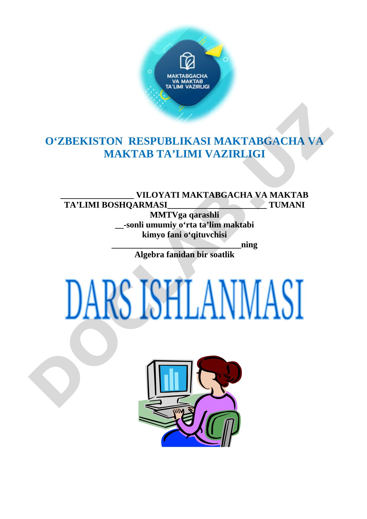 Kimyo fanidan dars ishlanmasi