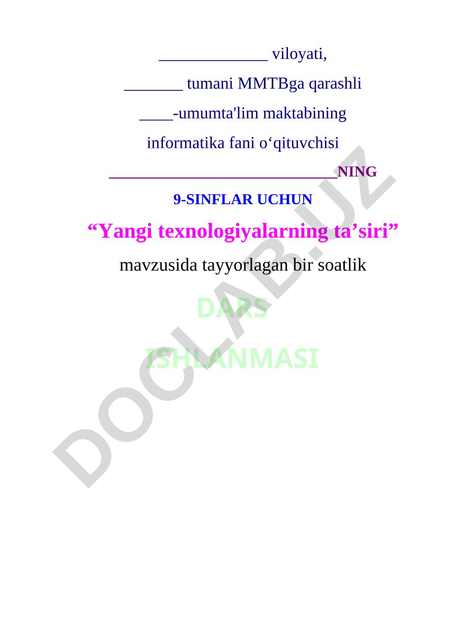 Yangi texnologiyalarning taʼsiri