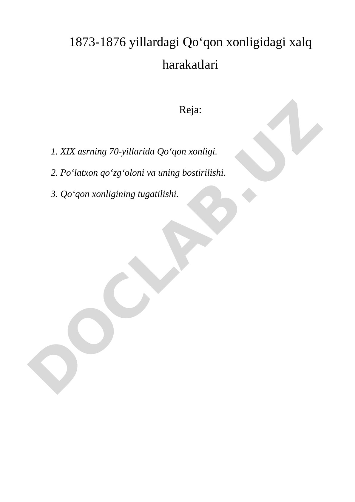 1873-1876 yillardagi Qo‘qon xonligidagi xalq harakatlari