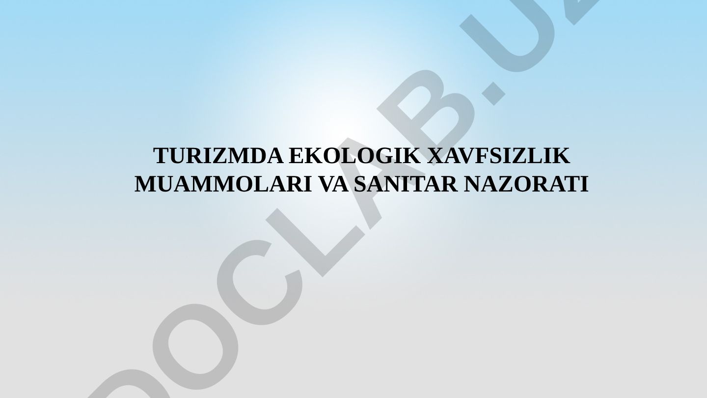Turizmda ekologik xavfsizlik muammolari va sanitariya nazorati