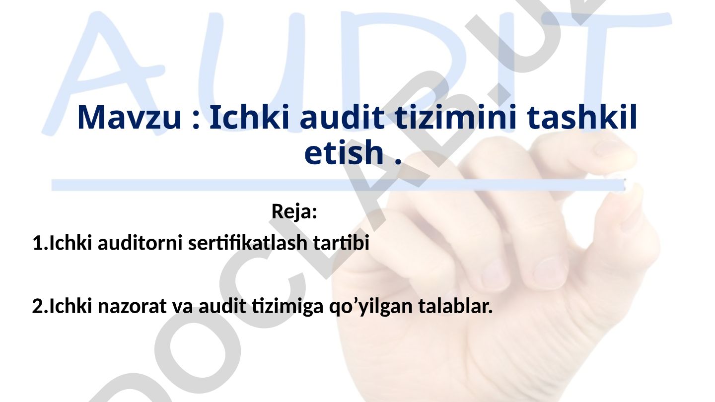 Ichki audit tizimini tashkil etish