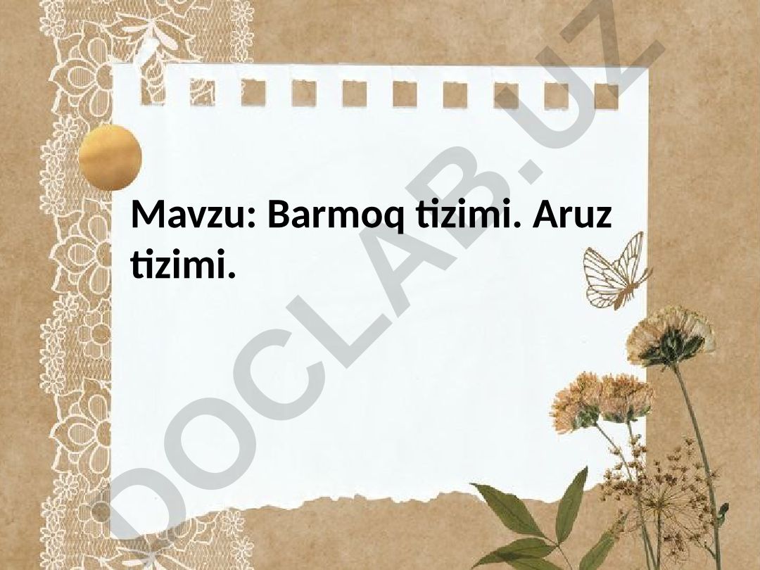Barmoq tizimi. Aruz tizimi