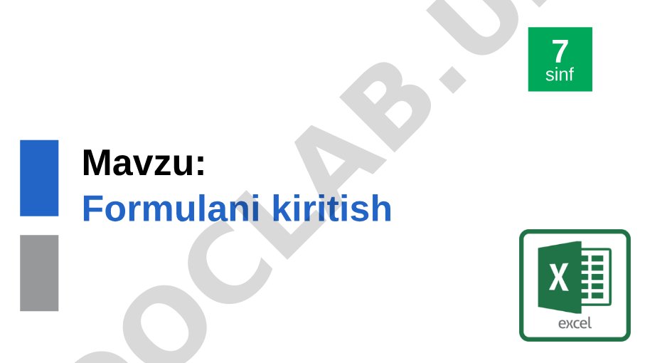 Excel formulalari taqdimoti