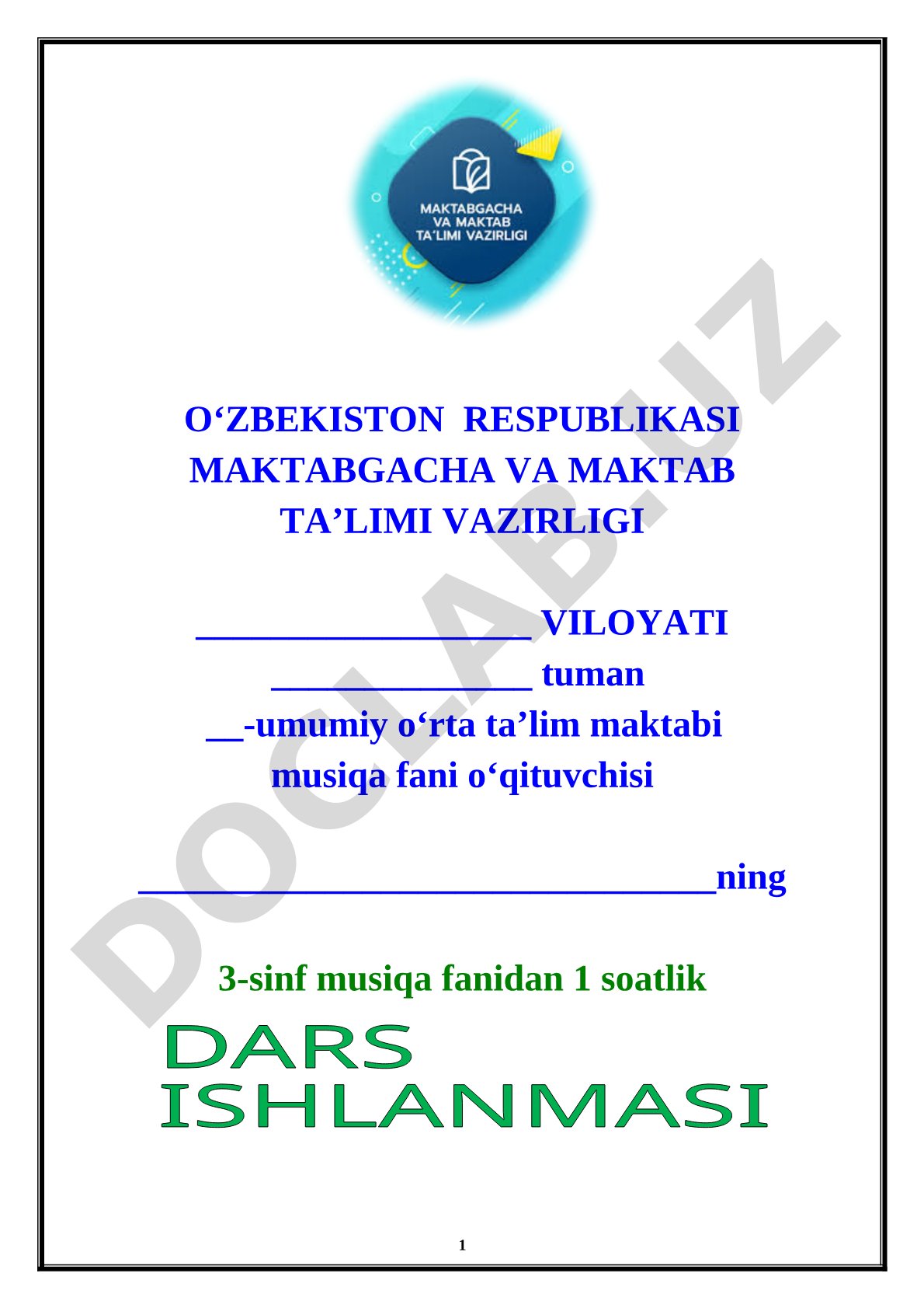 3-sinf musiqa dars ishlanmasi