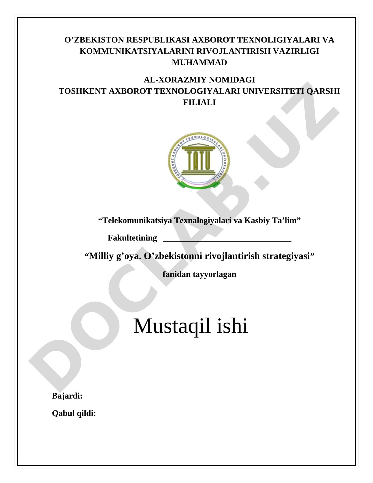 Mustaqil ish hujjati